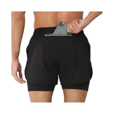 Imagem de Shorts De Treino Masculinos 2 Em 1 De Secagem Rápida Para Corrida E Fi