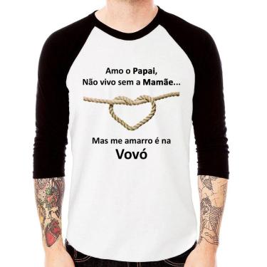 Imagem de Camiseta Raglan Amo o Papai, Não vivo sem a Mamãe mas me amarro na Vov