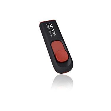 Imagem de Pen Drive Adata C008 64GB USB 2.0, Preto e Vermelho - AC008-64G-RKD
