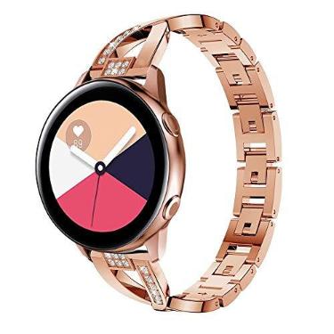 Imagem de Pulseira 20mm Aço Luxury X LTIMPORTS, compativel com Galaxy Watch Active 40mm - Active2 44mm - Galaxy Watch3 41mm - Galaxy Watch 42mm - Galaxy Watch 6, 5 e 4 (Rose)
