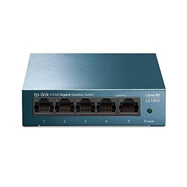 Imagem de Switch Ethernet TP-Link LS105G, 5 Portas Gigabit 10/100/1000Mbps, Caixa de Metal, Azul