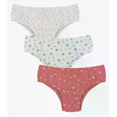 Imagem de Kit 3 Calcinhas Infantis Cotton Trick Nick Branco, 6, Sortida