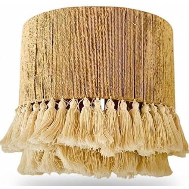 Imagem de Abajur Tristan Home Elegante Boho feito à mão com camadas duplas de borlas com babados, abajur de mesa estilo vintage, abajur de chão, médio, 35 x 35 x 30 cm