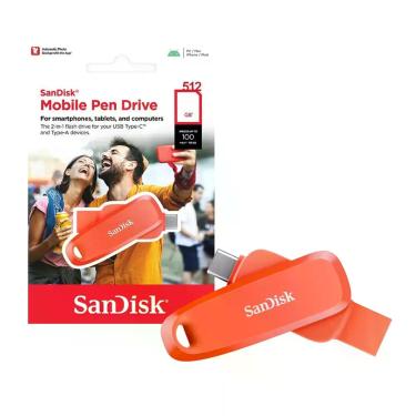 Imagem de Pen Drive 512gb Usb 3.2 OTG Ultra D Go Tip C Laran 100mbs le SDDDC6-51