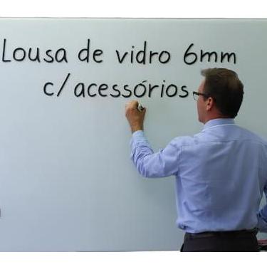 Imagem de Lousa quadro vidro 100X100 branco escola 6mm temperado retangular escolar grande quadrada escrita 1,00 1x1 com suporte acrilico 2 canetas e 1 apagador