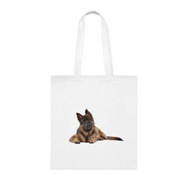 Imagem de Bolsa para cão pastor alemão, presente para cão pastor alemão, para cachorro pastor alemão, bolsa de ombro para cachorro pastor alemão, bolsa reutilizável para cães pastores alemães, Branco