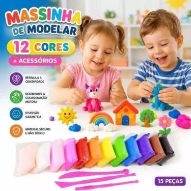Imagem de Massinha para Modelar com 12 Cores  Massinha com Acessórios - ALCALEX