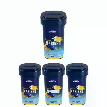 Imagem de Kit 4 Ração Peixes Marinho Flocos Premium 35g Nutricon