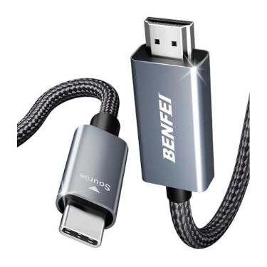 Imagem de Cabo USB C Para HDMI 4K 60Hz 3m, Nylon Trançado e Conector em Alumínio, Plug and Play, Compatível com MacBook Pro/Air, iPad Pro, Samsung DeX (Galaxy), Dell XPS, HP, TV, Monitor e Projetor