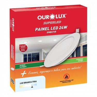 Imagem de Luminaria LED Embutir Redonda 24 watts 2700k Branco Morno OUROLUX 
