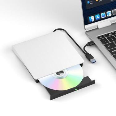Imagem de Yaeonku Unidade Blu Ray externa branca, suporta discos de leitura/gravação de 50 G, gravador Blu-Ray 3D portátil com USB 3.0 e Type-C, adequado para Windows XP/7/8/10/11 MacOS para laptop, desktop