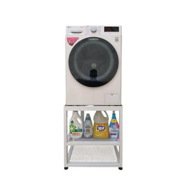 Imagem de Suporte Para Maquinas Lava E Seca Base Reforçada Ergonômico 2 Prateleiras (Branco)