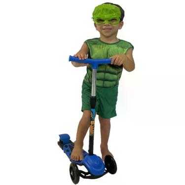 Imagem de Patinete Infantil 3 Rodas Radical Dm Toys + Fantasia Hulk
