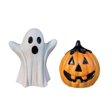 Imagem de Kit 2 Estatuetas de Halloween Abobora e Fantasma Miniatura - Hp Decor