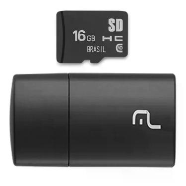 Imagem de Cartão De Memória 16gb Multilaser 2x1 Classe 10 Usb Mc162