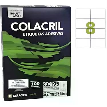 Imagem de Etiqueta Colacril CC195 8 por folha 59,27mmx85,23mm com 100