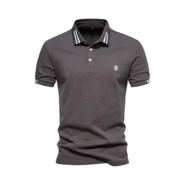 Imagem de Camisas Polo Masculinas 100% Algodão De Manga Curta, Roupas Casuais De