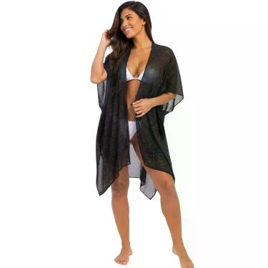 Imagem de Saída De Praia Feminina Kimono Transparente Brilho Piscina - - anjo da