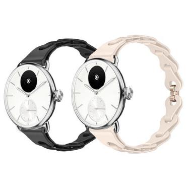 Imagem de Compatível com pulseiras de smartwatch Withings, Lamshaw de 18 mm, pulseiras de substituição de silicone elástico de 20 mm compatíveis com Withings ScanWatch 2 de 42 mm/ScanWatch Horizon/ScanWatch 42