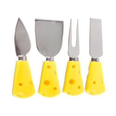 Imagem de Kit 4 Facas Espátulas de Queijo Cabo Formato Queijo Aço Inox - Clink