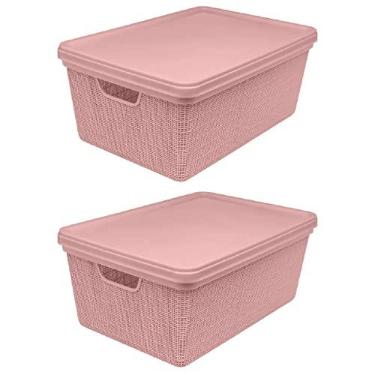 Imagem de Kit 2 Caixas Organizadoras Multiuso Decorativa Juta Rosa 15L 3128 JAGUAR