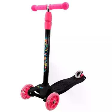 Imagem de Patinete Infantil Speedcolors Rosa e Preto 2 Rodas Ajustável Até 50kg para Crianças 3 Anos Well Kids