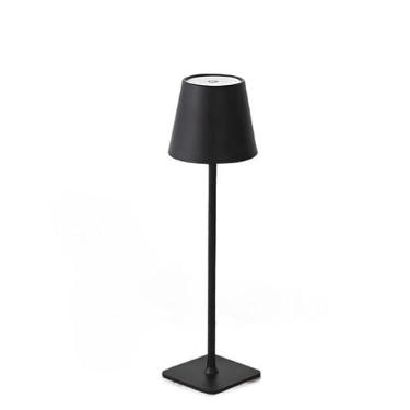 Imagem de Luminária Abajur Mesa Led Touch Dimerizável S/Fio Portátil Recarregável Lâmpada 3 Toques Branco Quente Neutro Frio(preto)