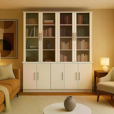 Imagem de Estante de Livros 9 Portas com Vidro Fumê Foscarini Branco