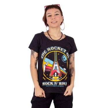 Imagem de Camiseta Feminina Guitarra Rocket Flying V Preta Jaguar - Art Rock, p