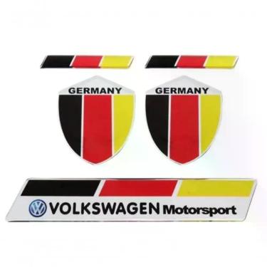 Imagem de Adesivo Resinado Bandeira Alemanha Vw Up Golf Jetta Polo 5Pç Vermelho