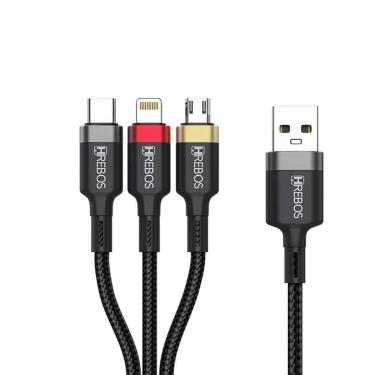 Imagem de Cabo Carregador Turbo 3 em 1 Asus Zenfone 6 7 8 8 flip 9 - Hrebos