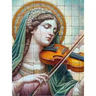 Imagem de Quebra-cabeça Religiosas de Deus Santa Cecília de 300 Peças para Memória e Concentração Atividade Relaxante Coleção Tea