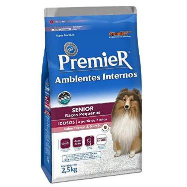 Imagem de Ração Premier Senior Ambientes Internos para Cães Adultos 7+ Sabor Frango e Salmão, 2,5kg Premier Pet Raça Idosos,