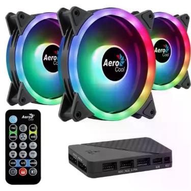 Imagem de Kit Com 3 Coolers Aerocool Duo 12 Pro ARGB + Hub + Controle