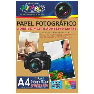 Imagem de Papel Adesivo Matte 130g A4 Fotográfico Branco Fosco Alta Resolução Of