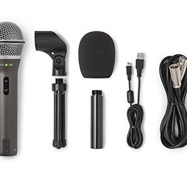 Imagem de Microfone XLR/USB Dinâmico Cardioide com cachimbo, tripé de mesa, extensão de tripé, windscreen, cabo USB e cabo XLR Q2U Samson