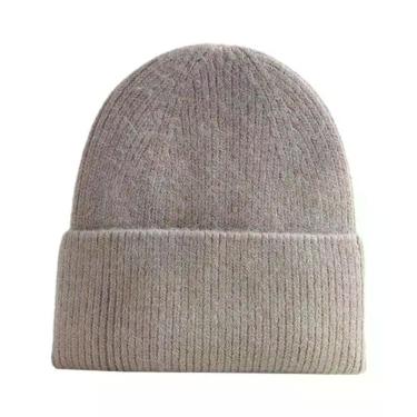 Imagem de Gorro Feminino Azul De Lã Cashmere E Pele De Coelho Angorá, Quente E M