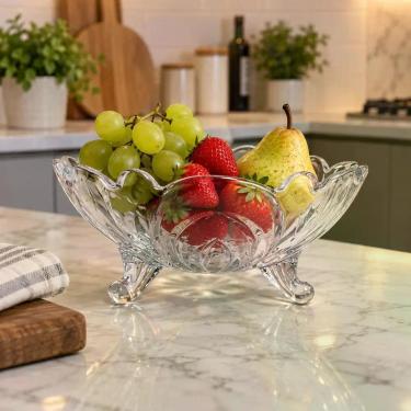 Imagem de Fruteira De Vidro Saladeira Centro De Mesa Com Pé 22cm - RIO DE OURO