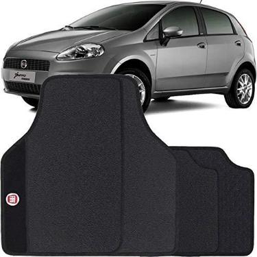 Imagem de Jogo de Tapete Borracha Pvc Universal Fiat Punto 2012 a 2016 Preto Bordado Carpete Antiderrapante Impermeável