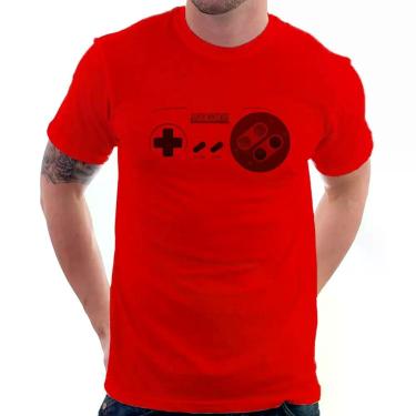 Imagem de Camiseta Super Nintendo SNES Gamepad - Foca na Moda, Vermelho, GGG