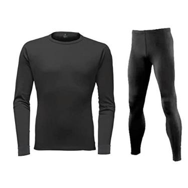 Imagem de Roupa Térmica Segunda Pele ExtremeThermo Frio Intenso Conjunto Calça+Blusa Tudo Flanelado Aquecimento Máximo (P, Preto)