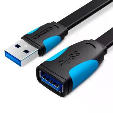 Imagem de Cabo Vention Extensor Flat USB 3.0 Extensão, Pen drive, Tv - 2 Metros