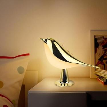 Imagem de Luminária de Mesa Formato de Pássaro Fofo com Controle de Toque USB | Dispositivo para Aromoterapia, 3 Níveis de Luminosidade, Luz Noturna Moderna, Para Cabeceira, Para Escritório, Casa ou Lojas