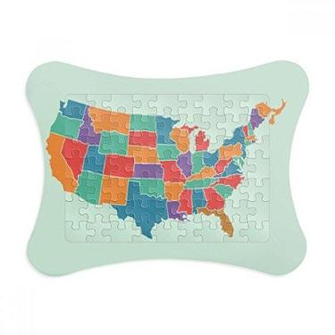 Imagem de Enfeite de quebra-cabeça com estampa de estados dos Estados Unidos para decoração de imagem