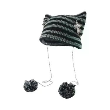 Imagem de Gorro De Lã Tricotado Com Orelhas De Diabo Y2K Para Mulheres, Estilo H