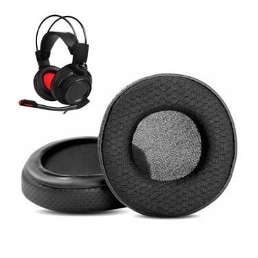 Imagem de HTINDUSTRY Almofadas de substituição compatíveis com MSI DS502 DS-502 DS501 Fones de ouvido com couro respirável/tecido durável e espuma viscoelástica