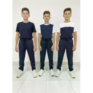 Imagem de Kit Com 3 Calça Tactel Juvenil Menino Com Bolso Traseiro Cor:MarinhoTa