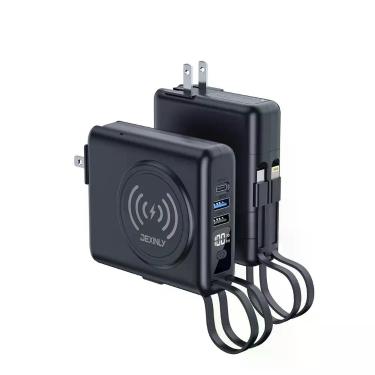 Imagem de Bateria Externa DEXINLY 10000mAh Sem Fio 5 em 1 Preta