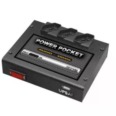 Imagem de Condicionador De Energia Upsai Power Pocket, Proteção Filtro, Entrada 110v E 3 Saídas 110v, C/ USB, Áudio Vídeo Home Theater