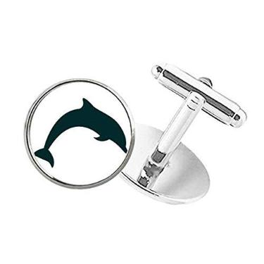 Imagem de Abotoaduras de botão redondo Blue Ocean Docile Jump Dolphin